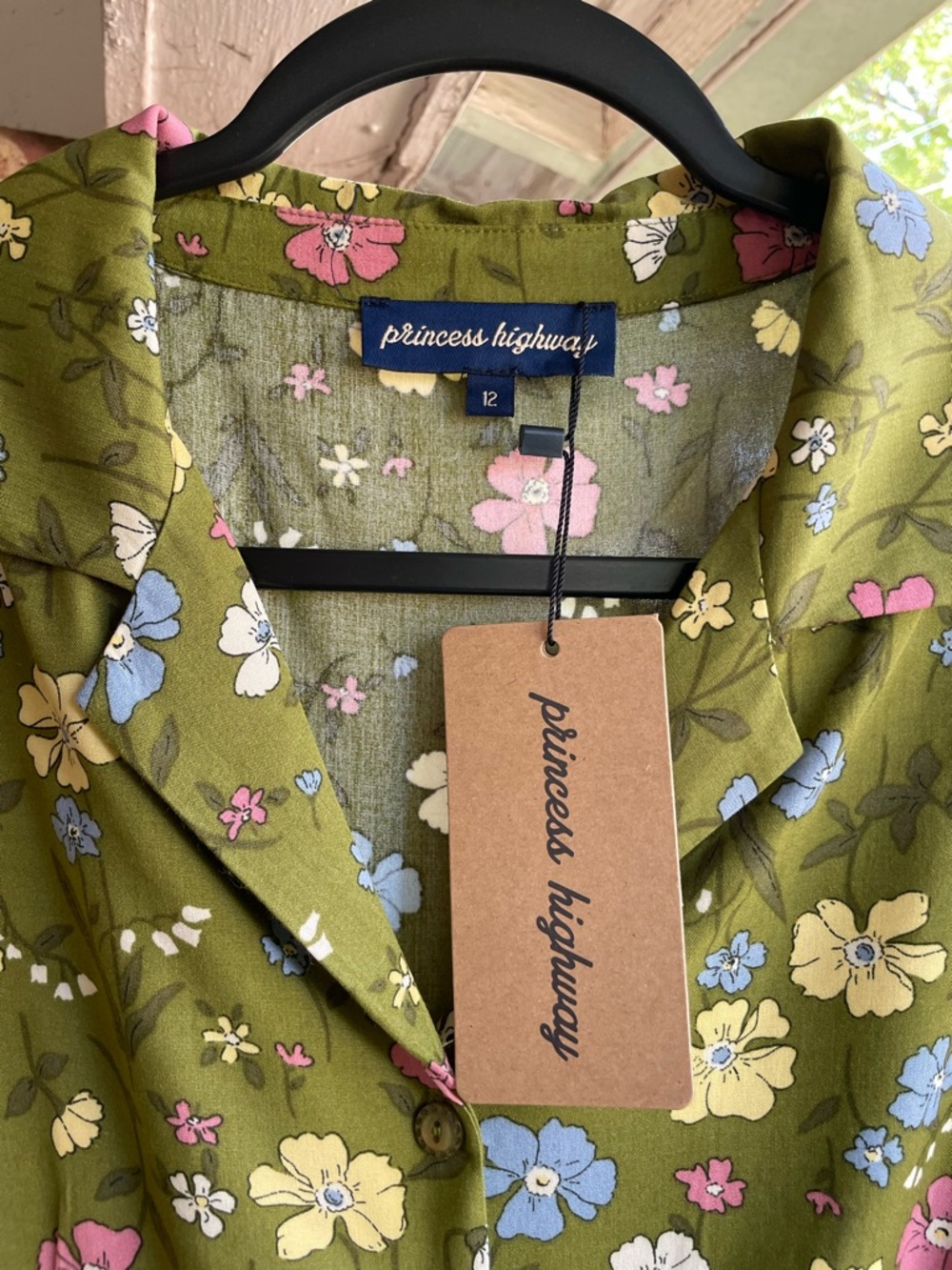 Green Floral Short Sleeve Shirt Dress by Princess Highway. - Picture 3 of 11